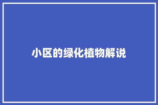 小区的绿化植物解说
