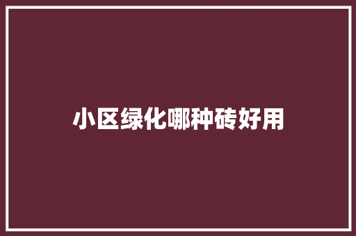 小区绿化哪种砖好用