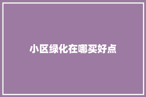 小区绿化在哪买好点
