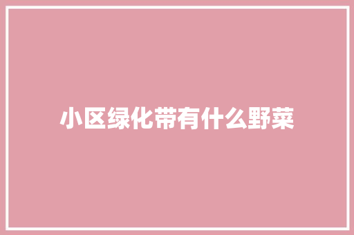小区绿化带有什么野菜