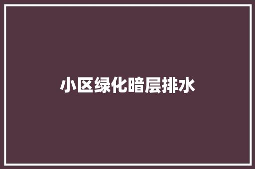 小区绿化暗层排水