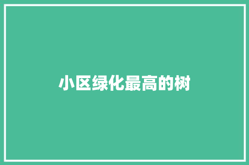 小区绿化最高的树