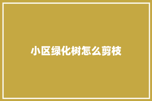 小区绿化树怎么剪枝