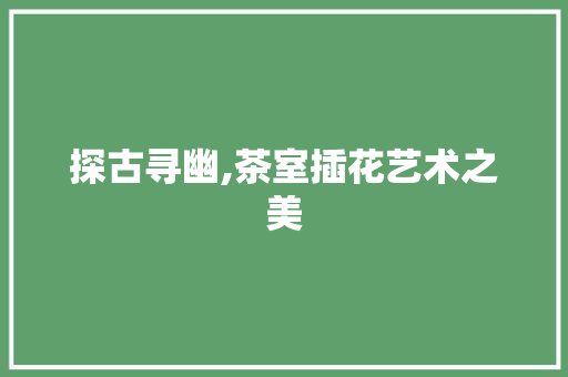 探古寻幽,茶室插花艺术之美