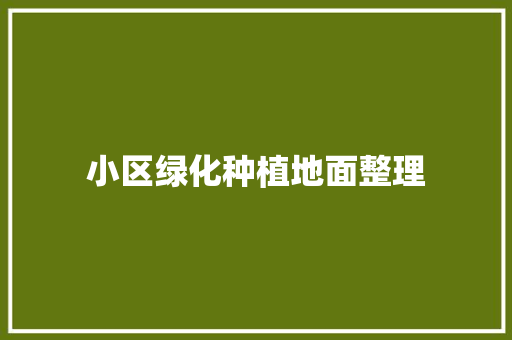 小区绿化种植地面整理