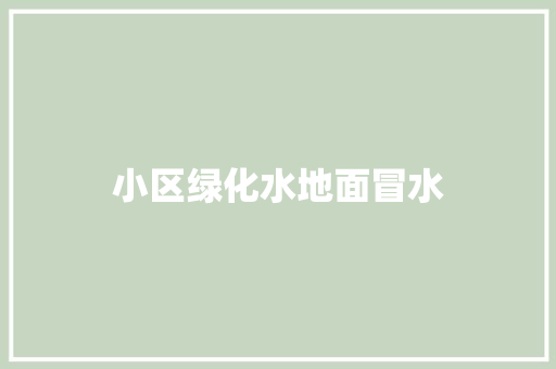 小区绿化水地面冒水