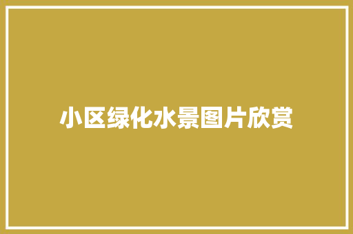 小区绿化水景图片欣赏
