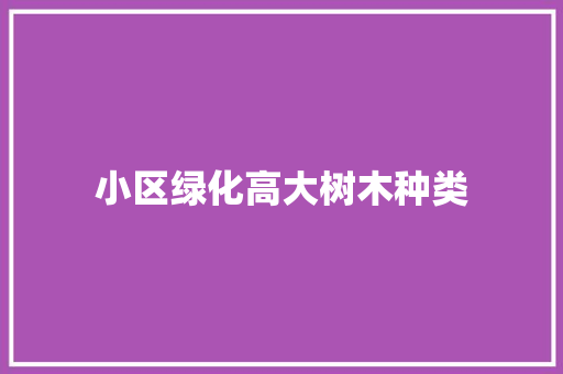 小区绿化高大树木种类