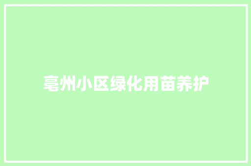 亳州小区绿化用苗养护