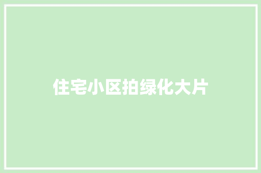 住宅小区拍绿化大片