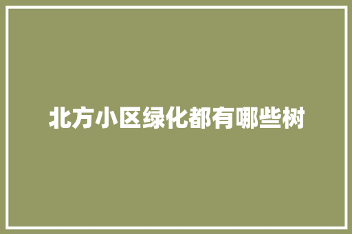 北方小区绿化都有哪些树