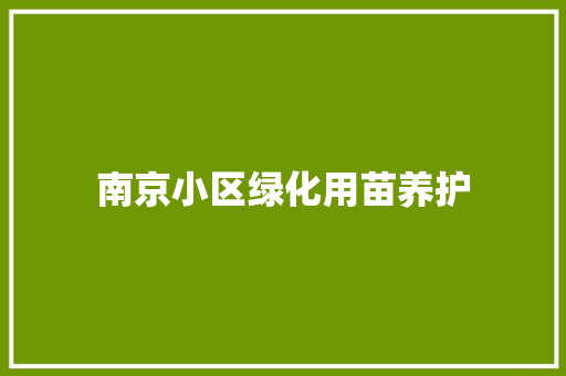 南京小区绿化用苗养护