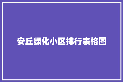 安丘绿化小区排行表格图