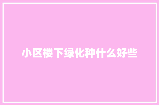 小区楼下绿化种什么好些