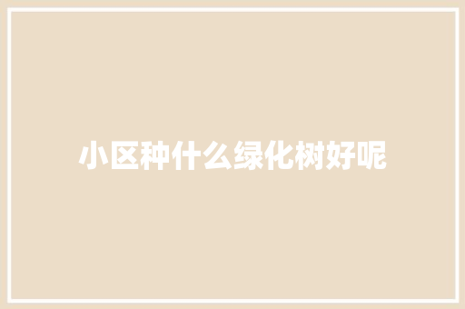小区种什么绿化树好呢