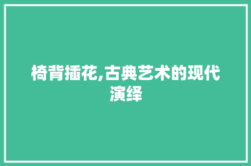 椅背插花,古典艺术的现代演绎