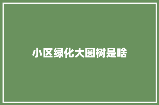 小区绿化大圆树是啥