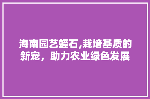 海南园艺蛭石,栽培基质的新宠，助力农业绿色发展