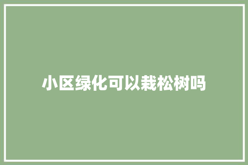 小区绿化可以栽松树吗