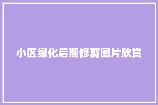 小区绿化后期修剪图片欣赏
