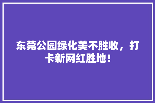 东莞公园绿化美不胜收，打卡新网红胜地！