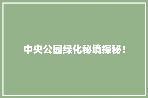 中央公园绿化秘境探秘！