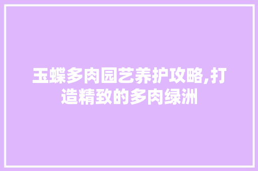 玉蝶多肉园艺养护攻略,打造精致的多肉绿洲