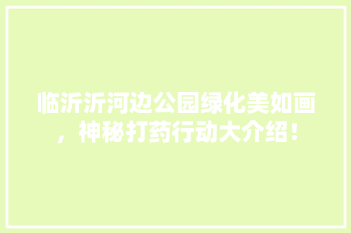 临沂沂河边公园绿化美如画，神秘打药行动大介绍！