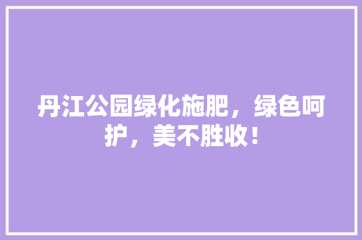 丹江公园绿化施肥，绿色呵护，美不胜收！