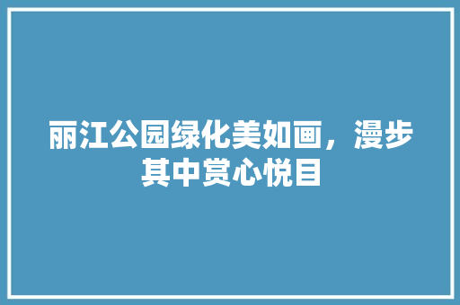 丽江公园绿化美如画，漫步其中赏心悦目