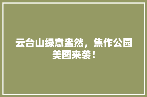 云台山绿意盎然，焦作公园美图来袭！