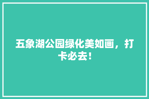 五象湖公园绿化美如画，打卡必去！