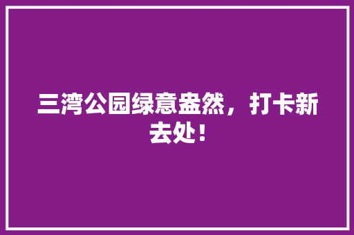三湾公园绿意盎然，打卡新去处！