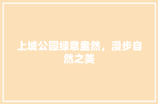 上城公园绿意盎然，漫步自然之美