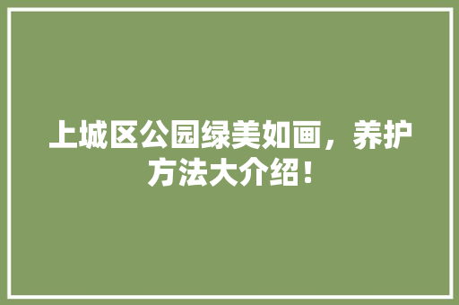 上城区公园绿美如画，养护方法大介绍！