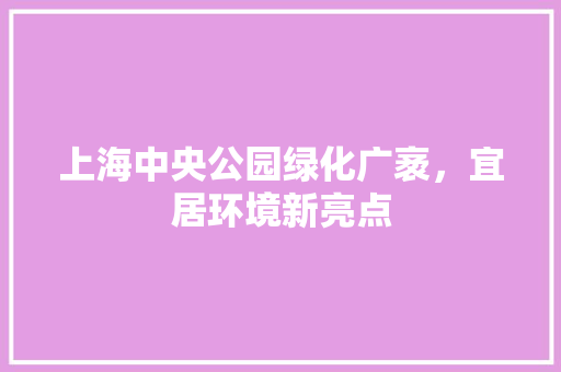 上海中央公园绿化广袤，宜居环境新亮点