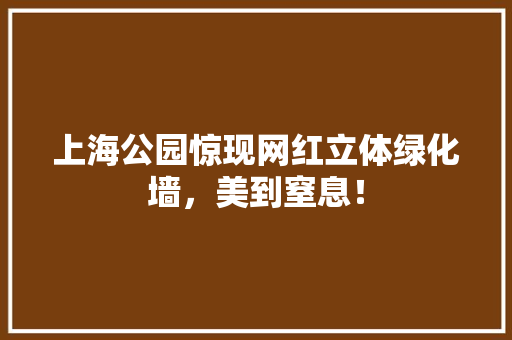 上海公园惊现网红立体绿化墙，美到窒息！