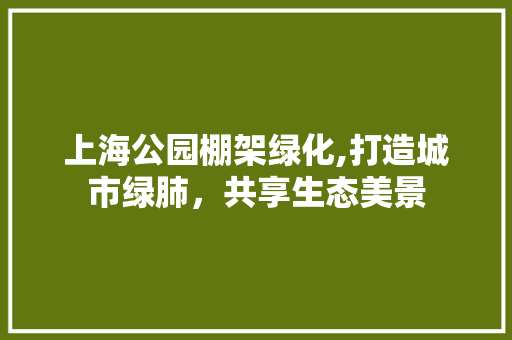 上海公园棚架绿化,打造城市绿肺，共享生态美景