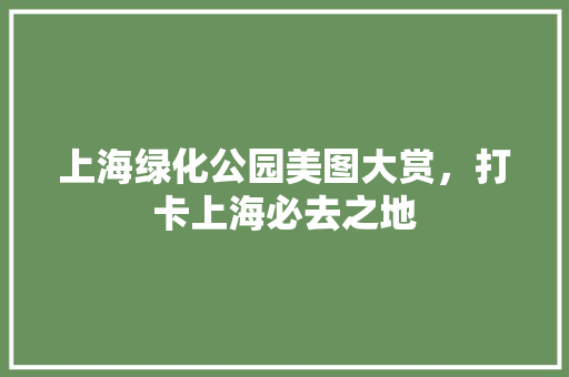 上海绿化公园美图大赏，打卡上海必去之地