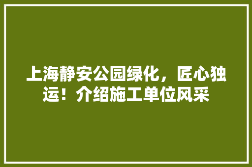上海静安公园绿化，匠心独运！介绍施工单位风采