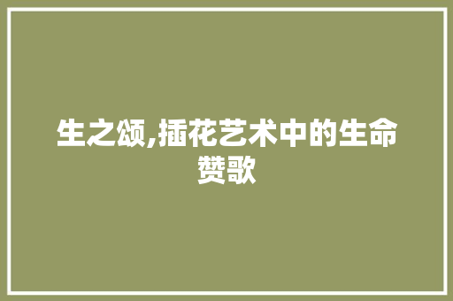 生之颂,插花艺术中的生命赞歌