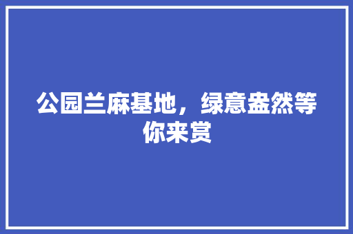 公园兰麻基地，绿意盎然等你来赏