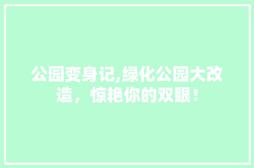 公园变身记,绿化公园大改造，惊艳你的双眼！