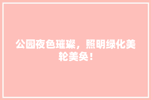 公园夜色璀璨，照明绿化美轮美奂！