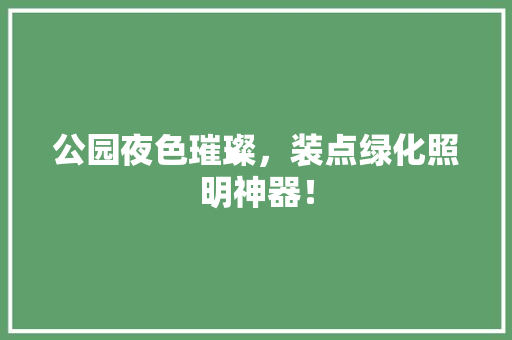 公园夜色璀璨，装点绿化照明神器！