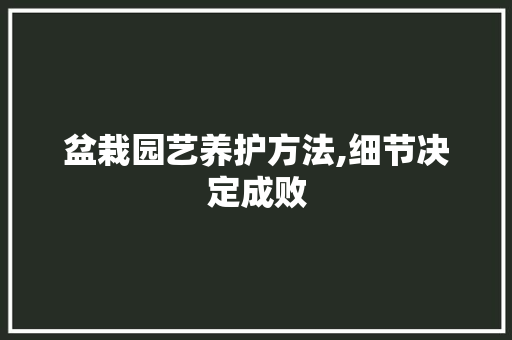 盆栽园艺养护方法,细节决定成败