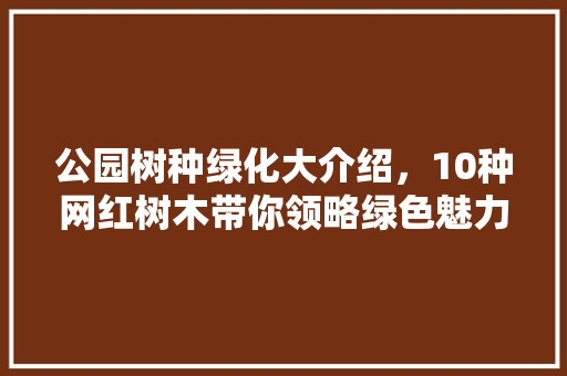 公园树种绿化大介绍，10种网红树木带你领略绿色魅力