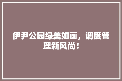 伊尹公园绿美如画，调度管理新风尚！