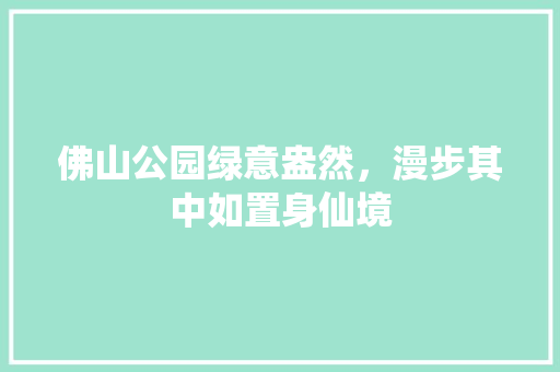 佛山公园绿意盎然，漫步其中如置身仙境