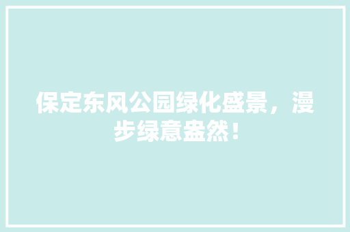 保定东风公园绿化盛景，漫步绿意盎然！